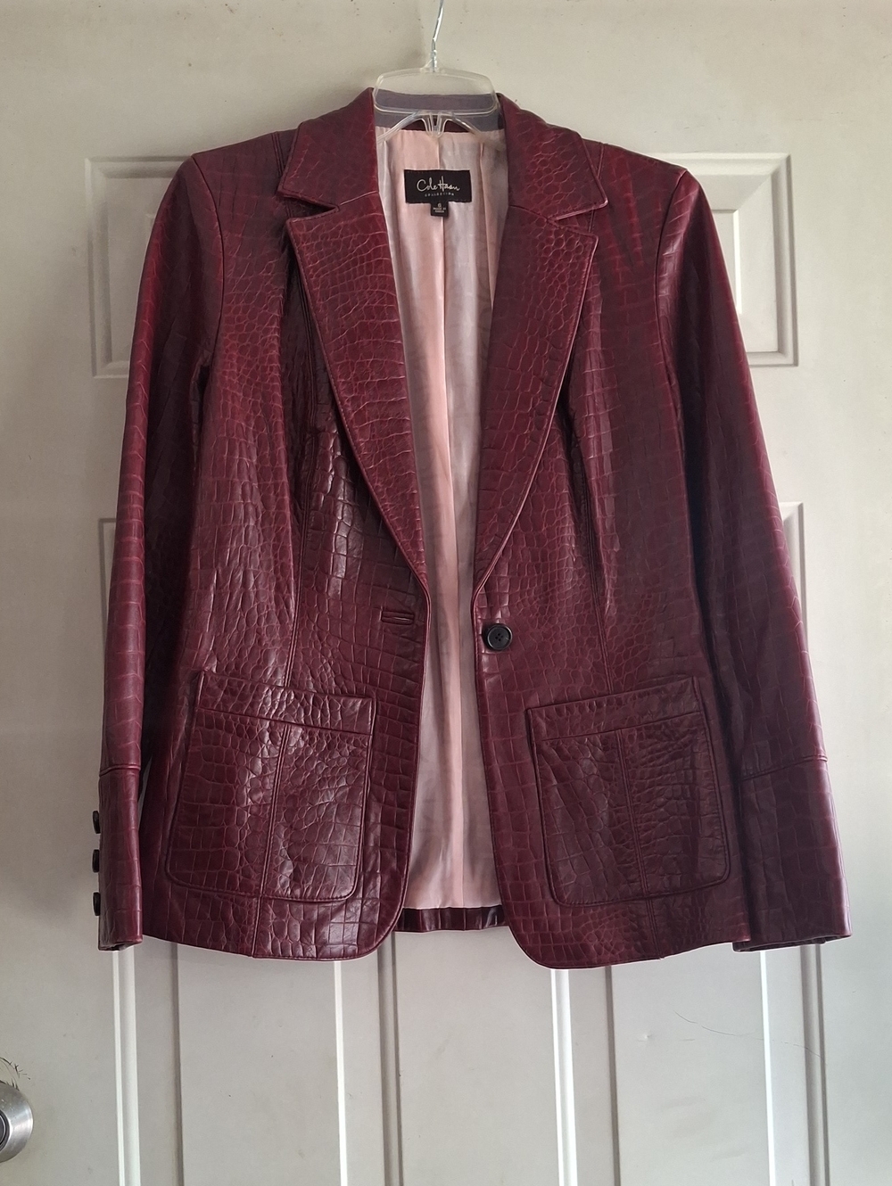 Vintage Cole Haan Burgundy Faux-Croc Blazer Jacket